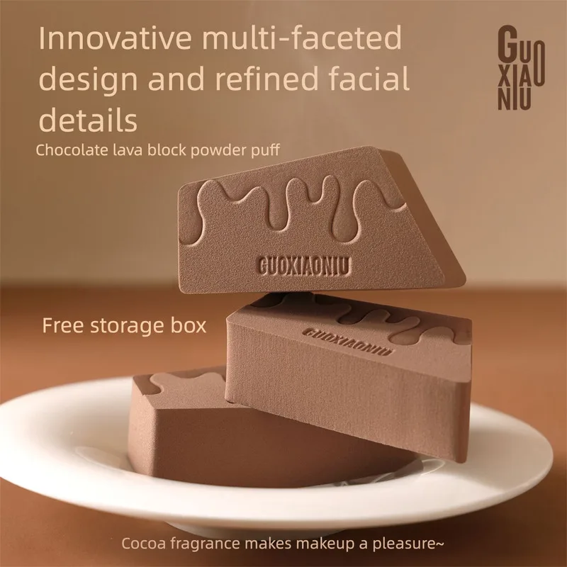Guo Xiaoniu Chocolate Lava Block Puff Pad Super Soft Foundation - Dry & Wet Dual-Use Marshmallow Setting Makeup