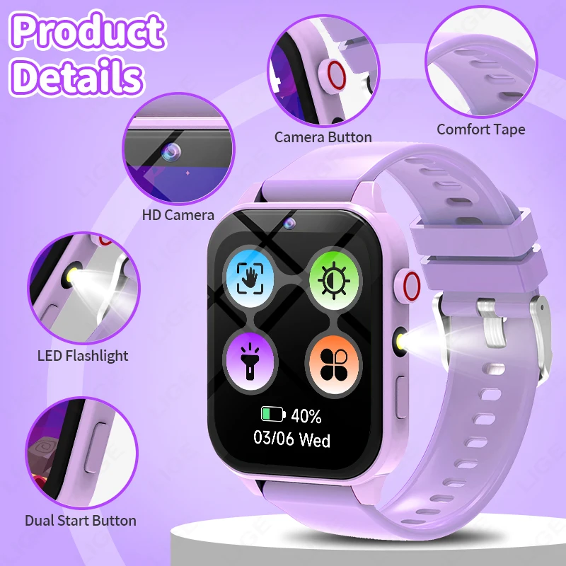 LIGE New Kids Smart Watch Waterproof Outdoor Game Smartwatch Children Pedometer Fitness Tracker Boys Girls Birthday Student Gift
