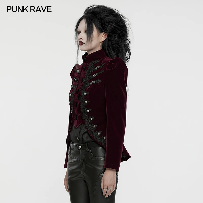 PUNK RAVE Women's Wasteland Punk Splicing Pure Color Knitted Decayed Coat Loose Long Trench Jaket Design Tops Two Colors