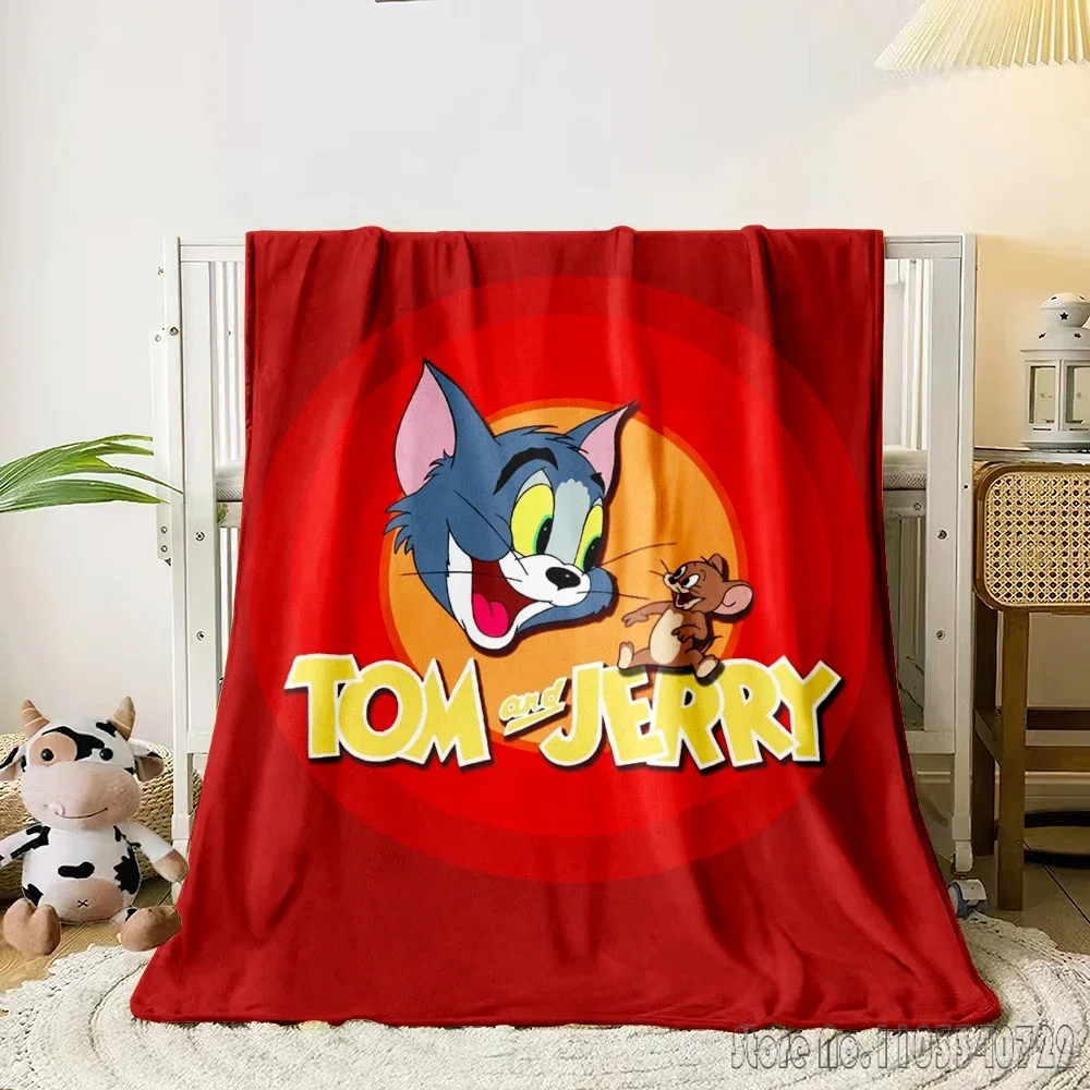 Selimut anak lucu gambar kartun Tom and j-jerry lempar untuk tempat tidur Sofa dekorasi bulu selimut tidur siang hadiah anak-anak anak laki-laki perempuan