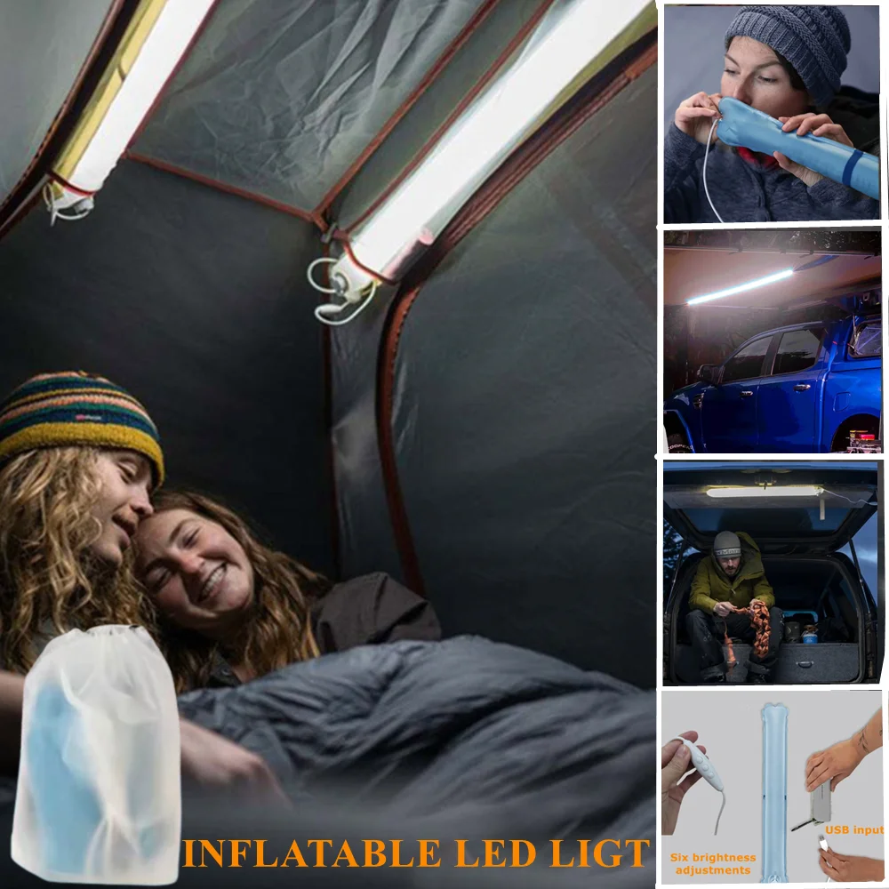 Camping Inflatable LED Light USB Charger Outdoor Portable Hanging Tent Lamp Magnetic Camping Lighting Tools Car Trunk Light New