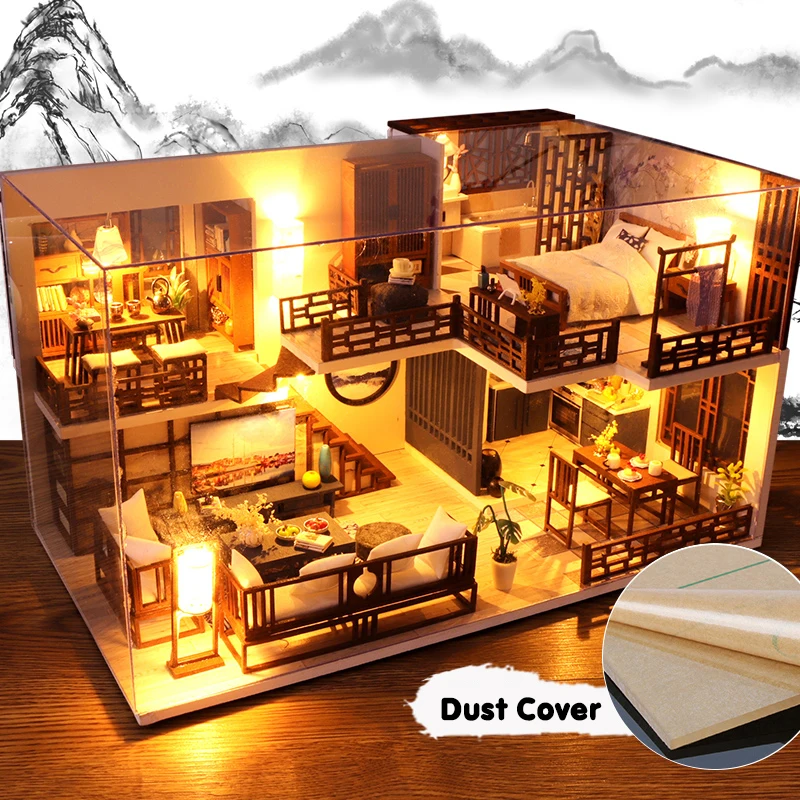

DIY Wooden Doll House Kit Miniature With Furniture Quiet Time Room Loft Casa Villa Dollhouse Toys For Girls Boys Christmas Gifts