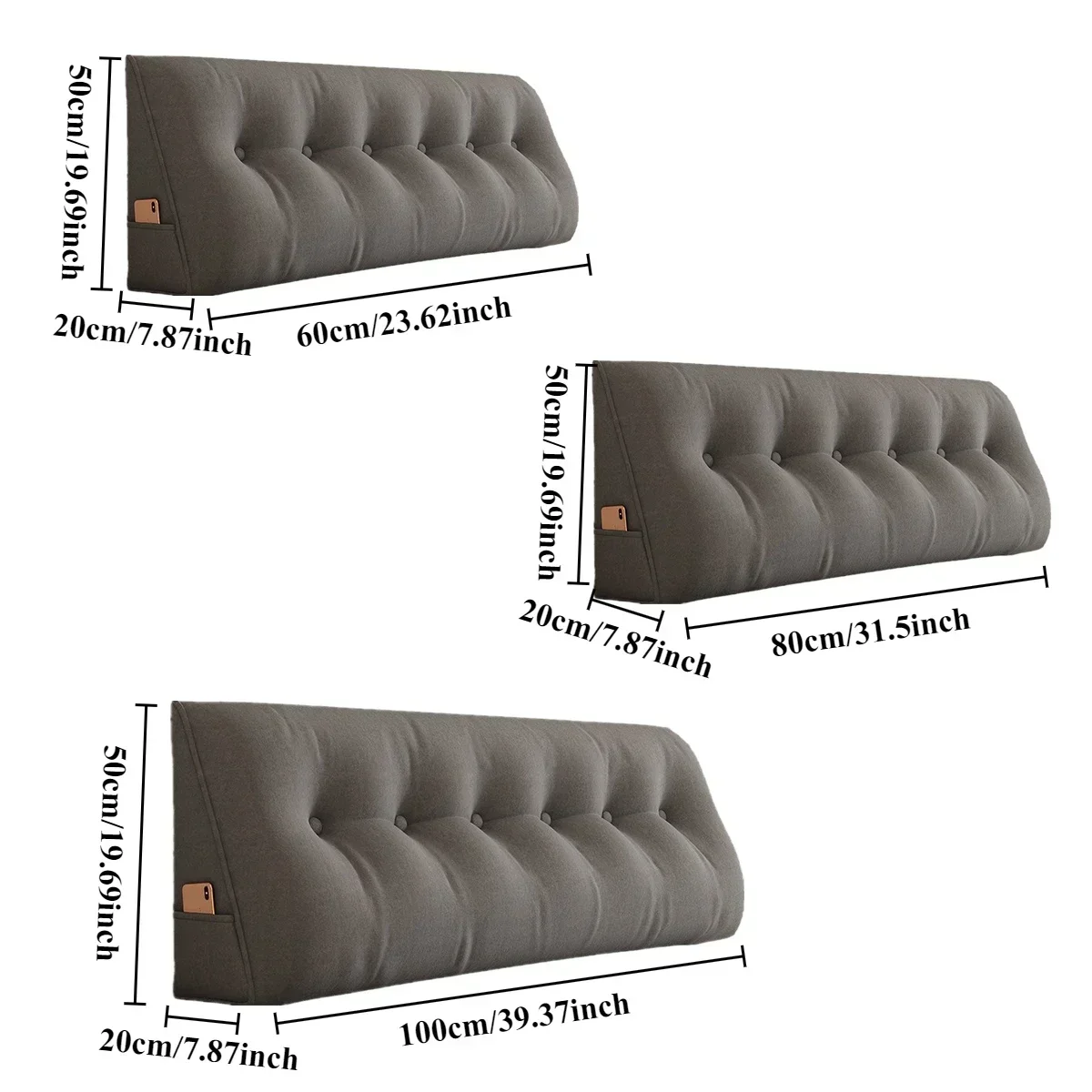 Headboard Cushion Triangular Long Pillow with Filler Reading Large Backrest Support Wedge Bed Daybed Comfort Rest Waist Pillow