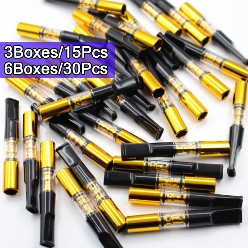 15 30Pcs/Box Acrylic Portable Cigarette Holder High Efficiency Reducing Tar Tobacco Filter Washable Circulation Smoke Mouthpiece