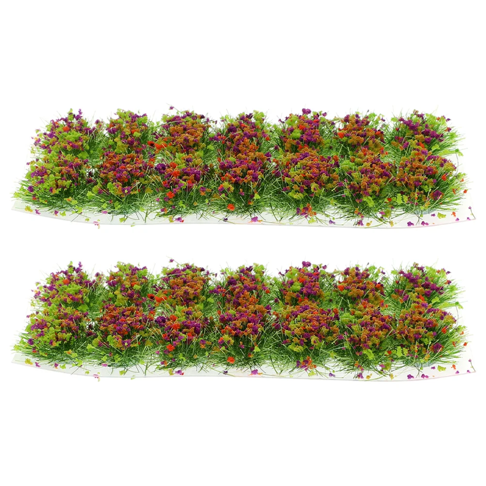 2 Boxes Simulation Grass Cluster Miniature Fake Plant Tuft Faux Outdoor Plants Resin Material Realistic Appearance Train