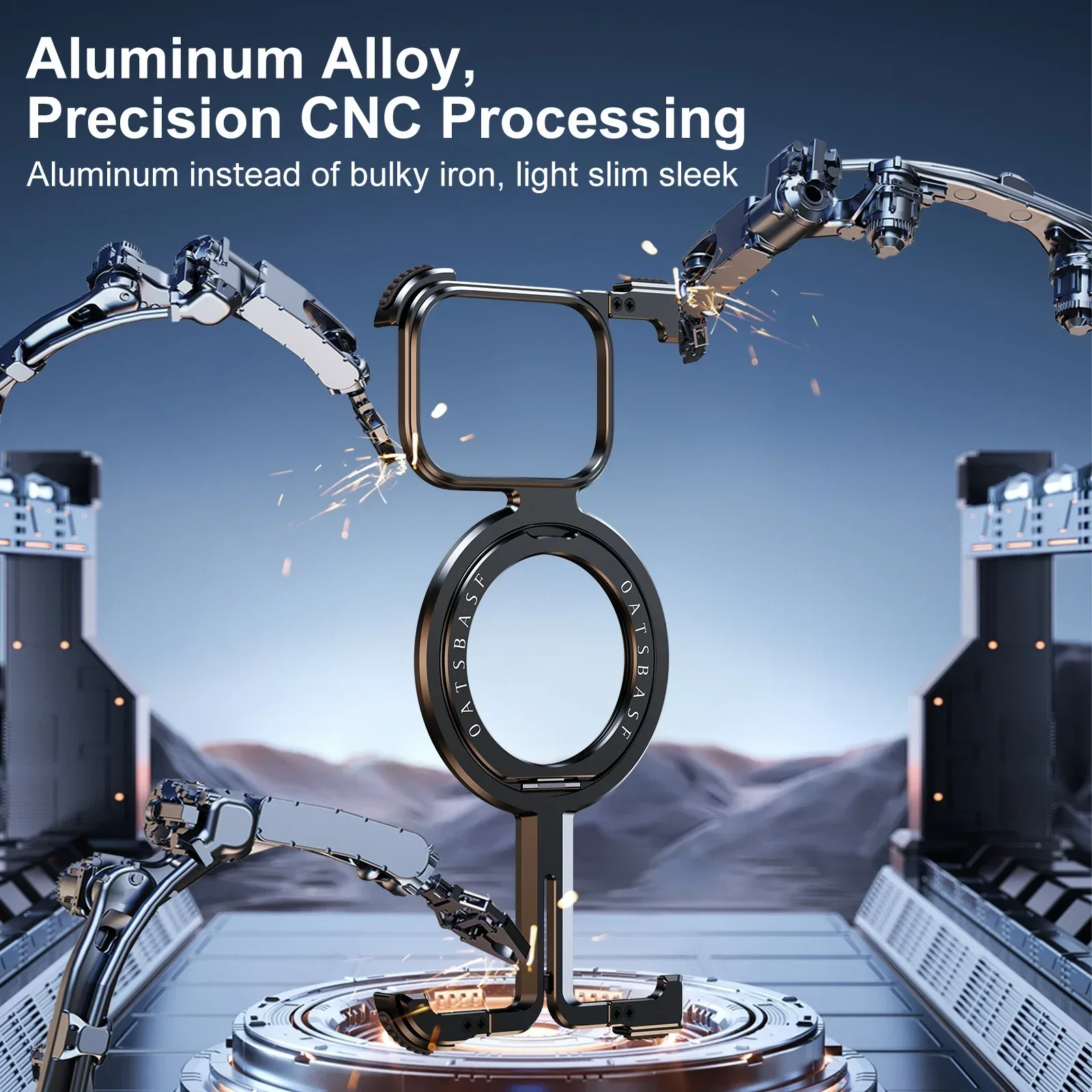 حافظة هاتف Oatsbasf معدنية بدون إطار لهاتف Google Pixel 9/9Pro/9Pro XL/9 Pro قابلة للطي مع مسند مغناطيسي غطاء حماية نحيف ممتص للصدمات #5