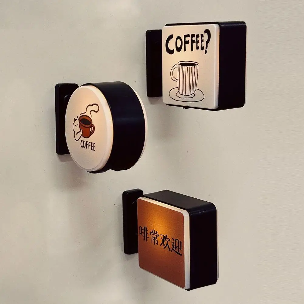 Coffee Corner Suction Lighting Refrigerator Sticker Decoration Creative Magnetic Coffee Light Sign Atmospheric Fridge Magnets