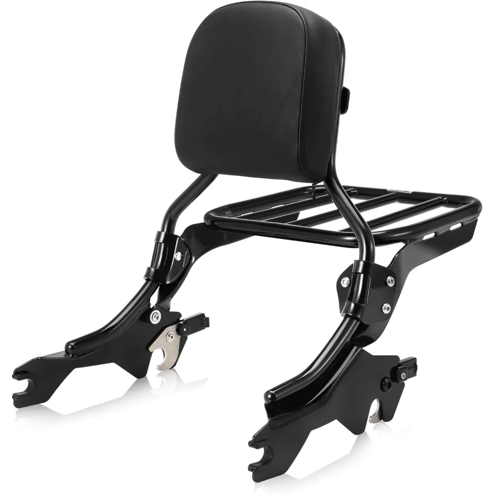 

MoKitDora Holdfast Sissy Bar Backrest with Luggage Rack Compatible with Harley 2018-UP Softail Fat Bob FXFB FXFBS, Black