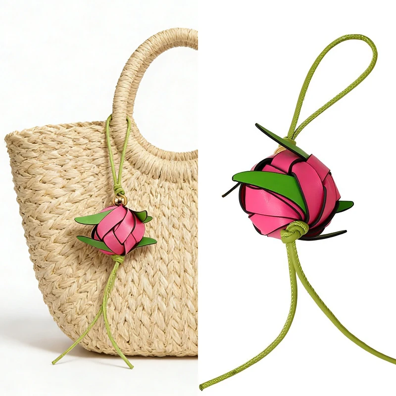 

Dragon Fruit Beaded Keychain Bag Charm Handmade Woven Imitation Fresh Sweet Fashion Decorative Unisex Accessory Bags Luggage