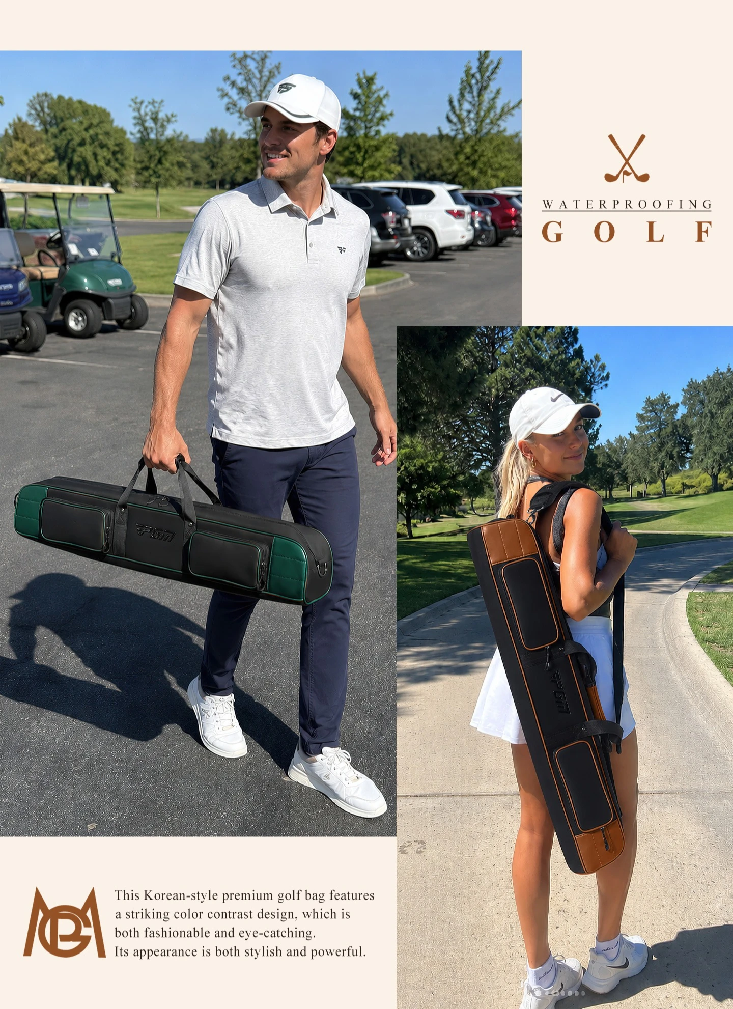 PGM Park Golfbag für Männer und Frauen, Große Kapazität, Ultraleicht, Schlägertasche, Anti-Spritzschutz QIAB039 – Detail 5