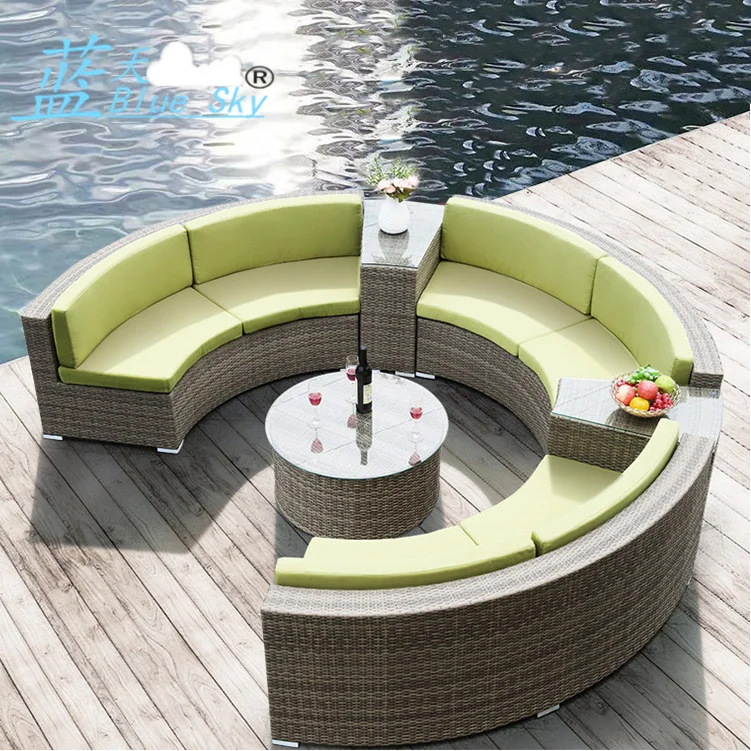 

Customized outdoor rattan sofa round villa courtyard rattan living room leisure hotel rattan sofa combination