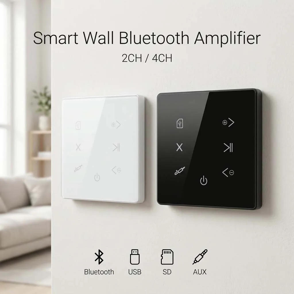 

Умный встраиваемый Bluetooth-усилитель 2/4-канальный, 86-панельный сенсорный экран, аудиосистема, USB, SD, AUX, контроллер фоновой музыки для дома
