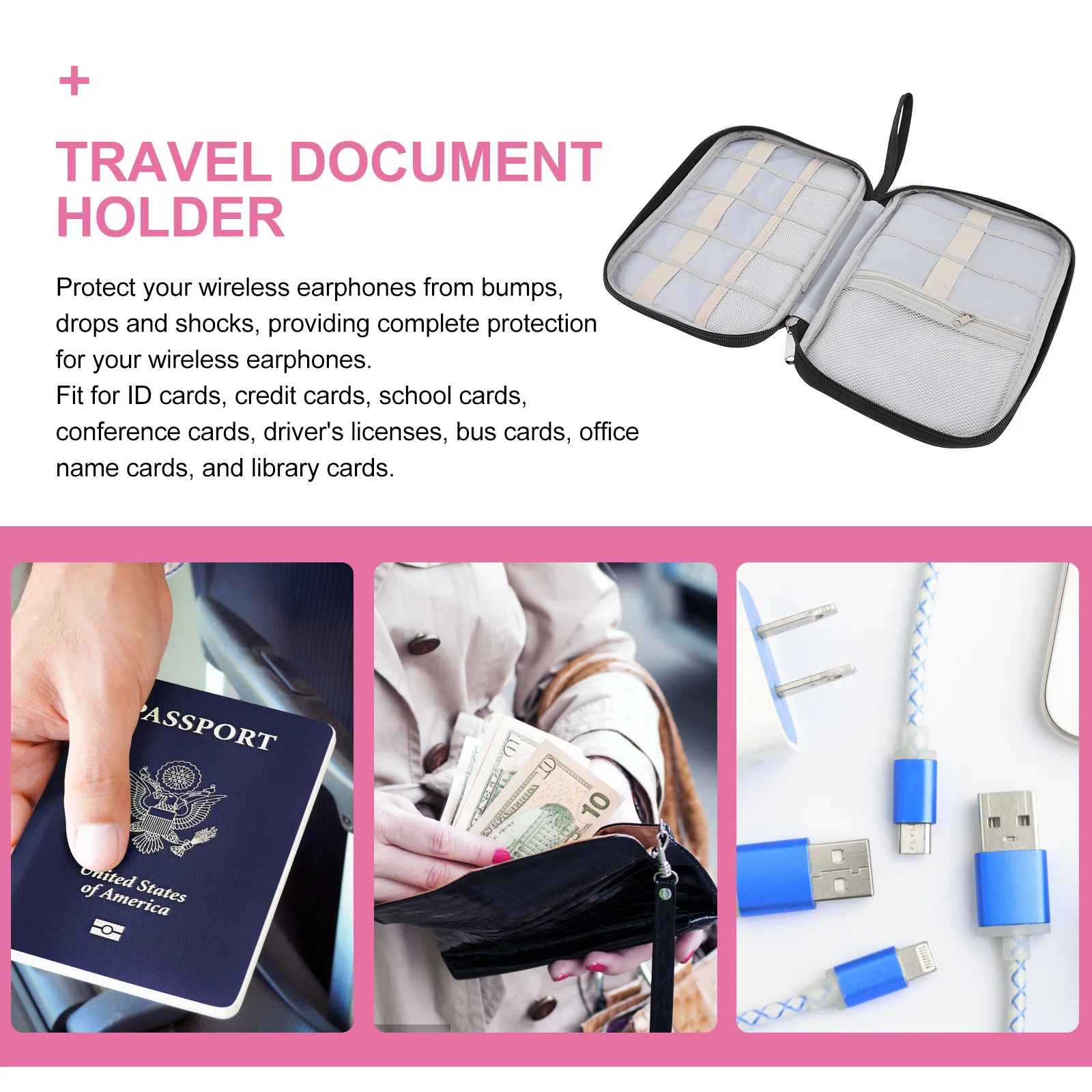 

Compact Waterproof Electronics Organizer Travel Case Cord Cable Bag for Accessories USB Drives Storage