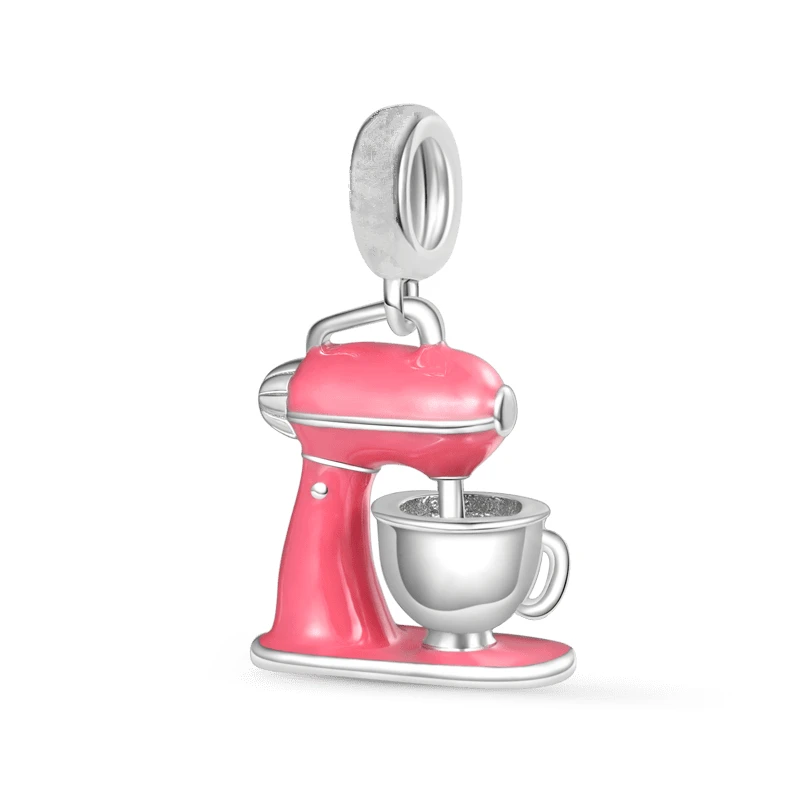 Afternoon Tea Series Pink Mixer Pendant Coffee Pot Coffee Cup Charm Beads Fit Original 925 Silver Pandora Bracelet DIY Jewelry