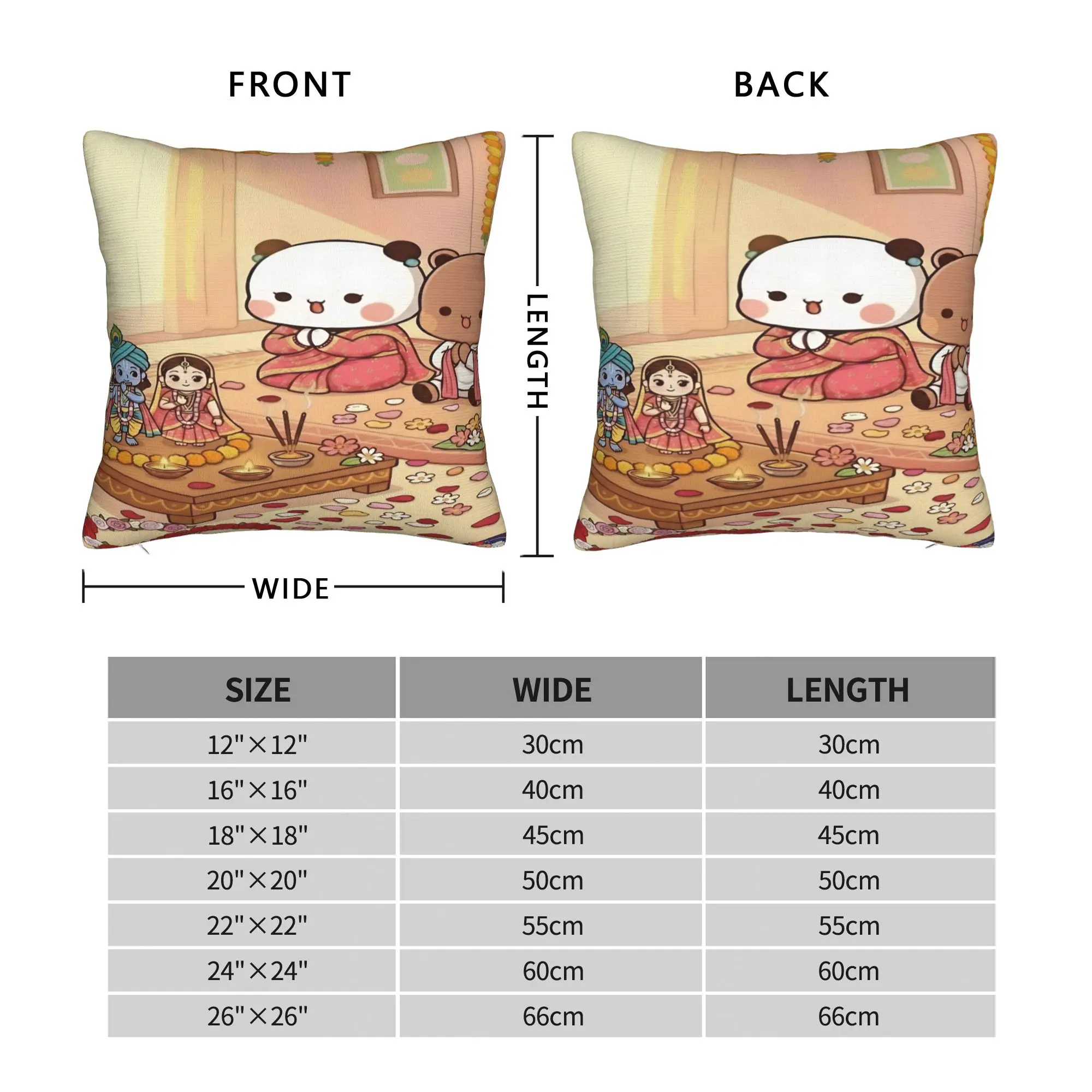 Panda Bubu Dudu Pattern Pillow Case  Cushion Cover Square Design Pillow Cover Cute Funny Pillowcases For Sofa Bedroom Home Decor