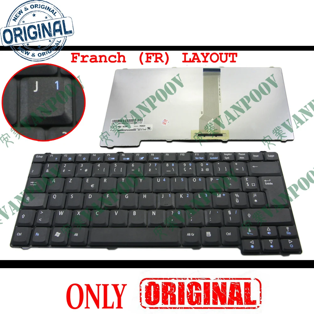New Notebook Laptop Keyboard for Acer Travelmate 200 240 250 2000 2500 Aspire 1360 1500 1620 1660 3010 5010 BLK AZERTY French FR