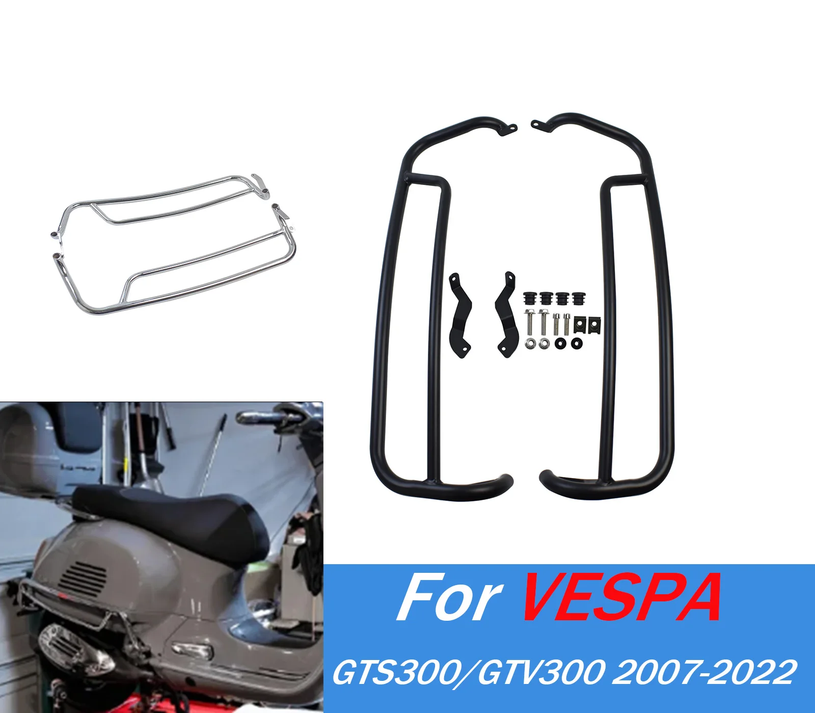 

Для GTV300 GTS300 GTS125 Защитный бампер двигателя для Vespa GTS 300 125 2007-2023 Аварийные дуги Аксессуары для защиты рамы кузова двигателя