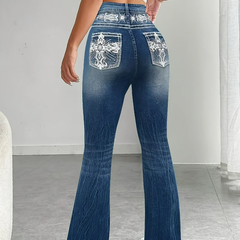 

Новые модные узкие универсальные расклешенные джинсы в европейском и американском стиле с карманами и вышивкой стразами, осень/зима 2026