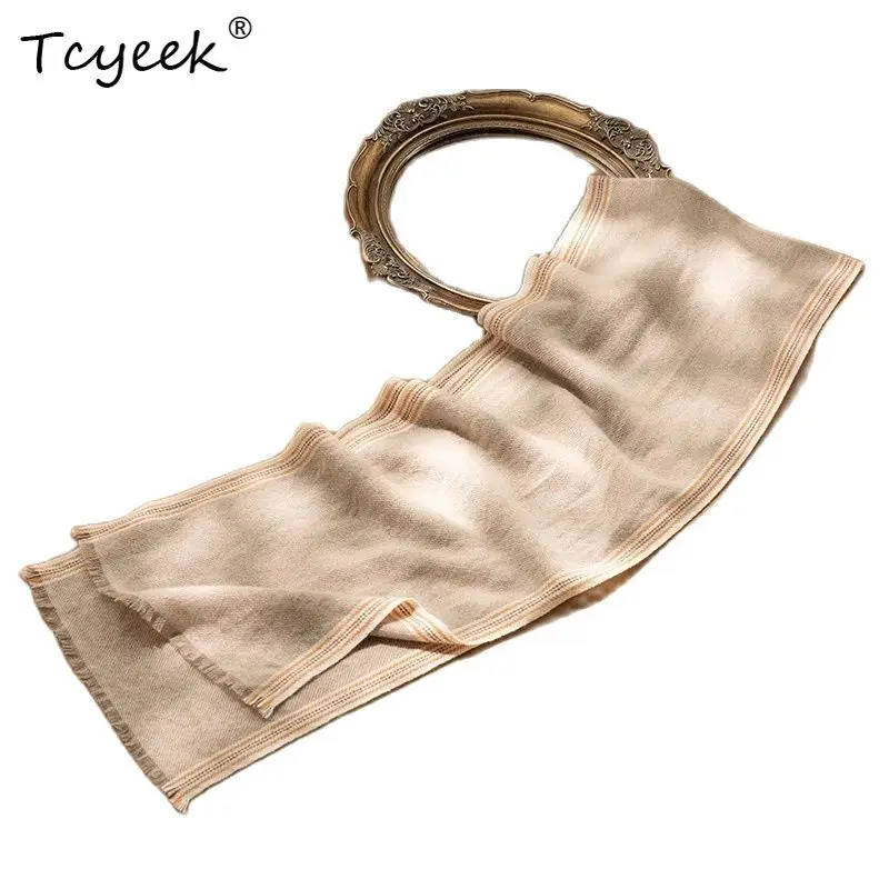 

Tcyeek, 100%Pure Cashmere Elegant Scarf, Women Men Gift Striped, Soft Fashion Warm Shawl Scarf, 2024 Autumn Winter A47907QC