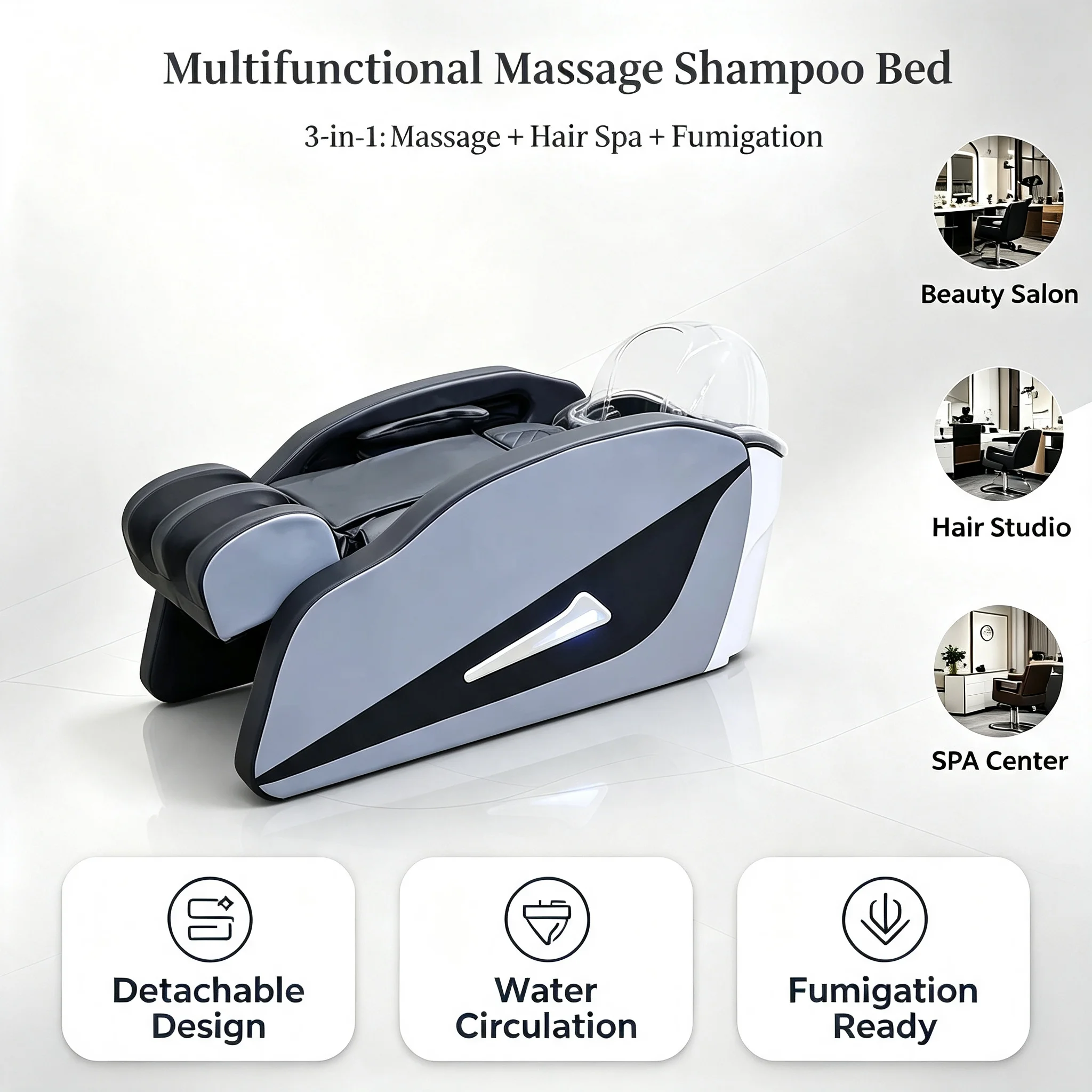 Luxury Electric Massage Shampoo Bed Multifunctional Hair Spa Reclining Salon Furniture for Barbershop