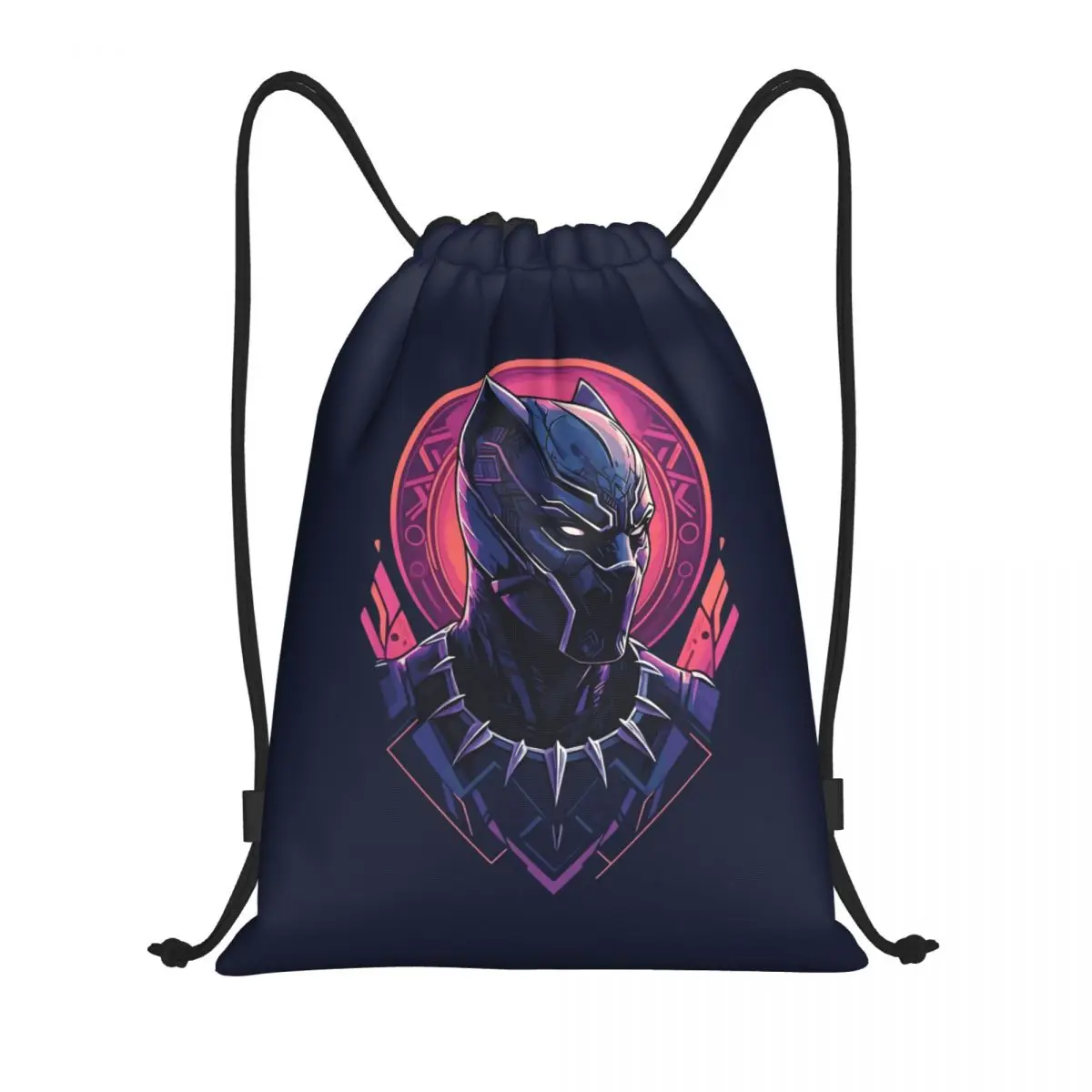 

Custom Black Panther Drawstring Backpack Women Men Sport Gym Sackpack Foldable Comics Shopping Bag Sack