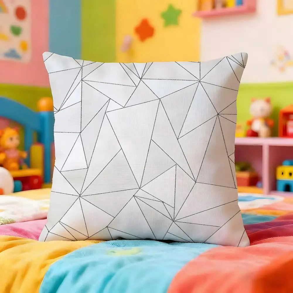 Geometric Line Texture Cushion Cover Premium Soft Pillowcase Skin-Friendly Breathable Multi-Purpose for Home Office Travel