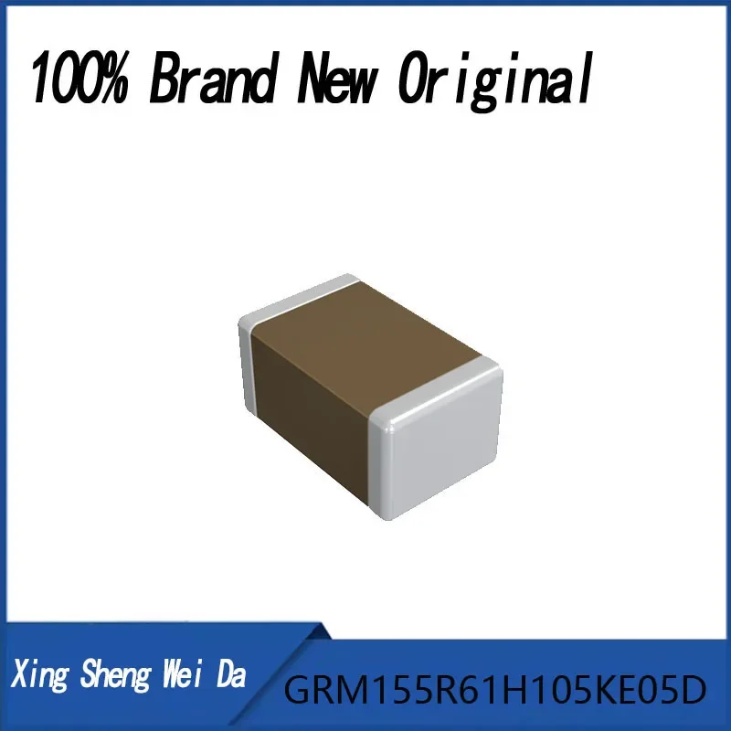 

100% Brand New and Original 100PCS 1uF 10% 50V GRM155R61H105KE05D 0402 Chip Capacitors (MLCCs) muRata