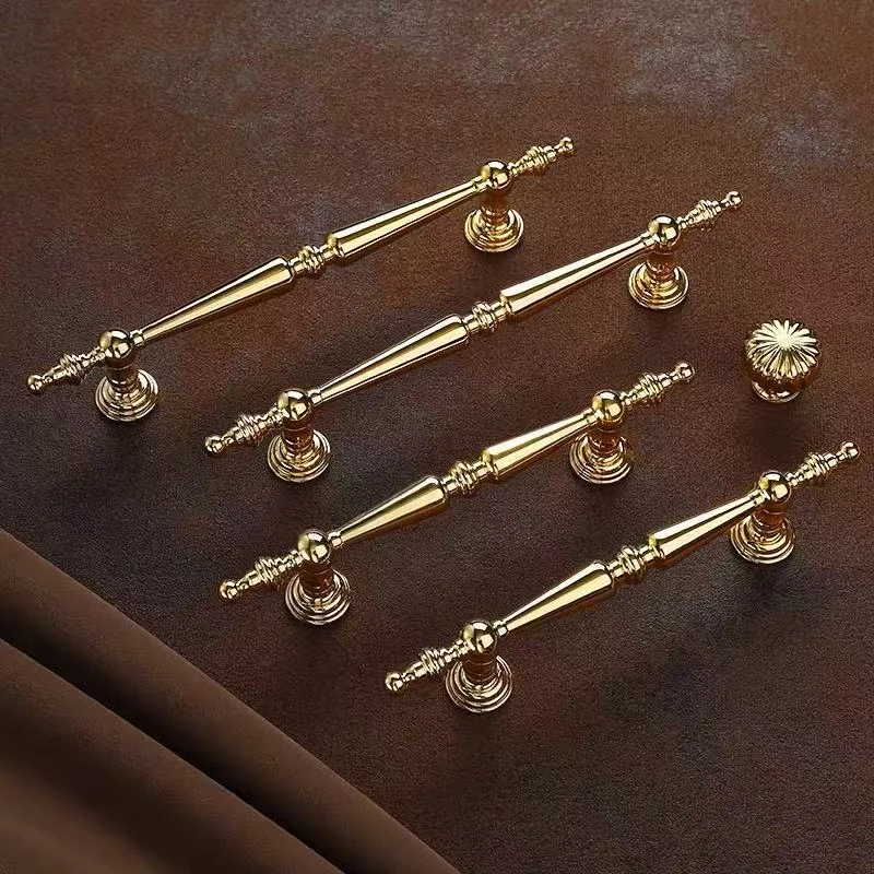 Light Luxury Brass Cabinet Handle gold American Style Wardrobe Modern Minimalist Door Handle Nordic Cabinet Drawer Door Handle