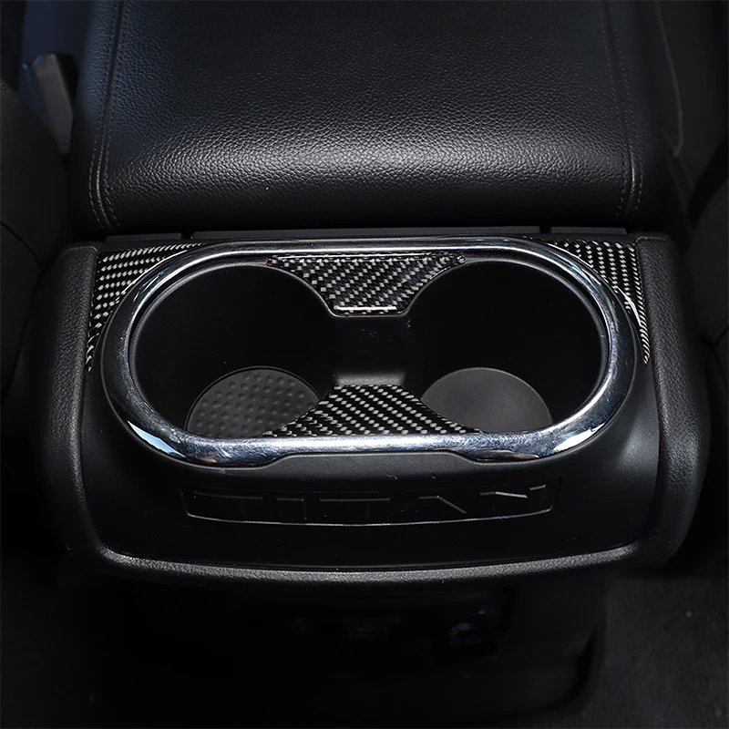 

For Nissan Titan 2016-2023 Soft Carbon Fiber Car Center Control Cup Holder Panel Cover Trim Sticker Car Accessories