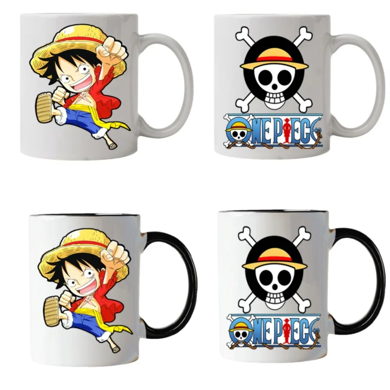 Tasse en céramique dessin animé One Piece, Luffy Roronoa Zoro, Sanji Kawaii Ctue, cadeaux de Noël pour les amis et la famille, 1PC