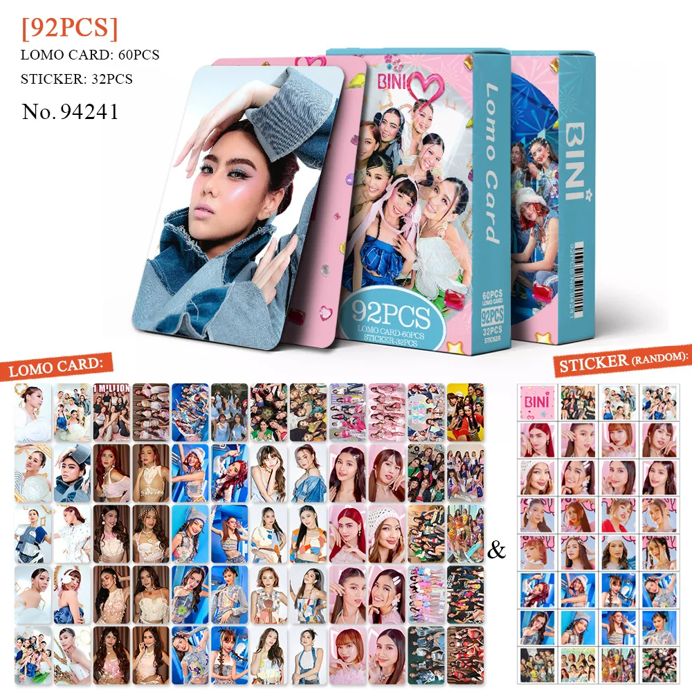 92Pcs/Set BINI Idol Girl New Album Lagi Series Lomo Cards HD Printd Photocards Aiah Colet Maloi Jhoanna Sheena Mikha Fans Gifts