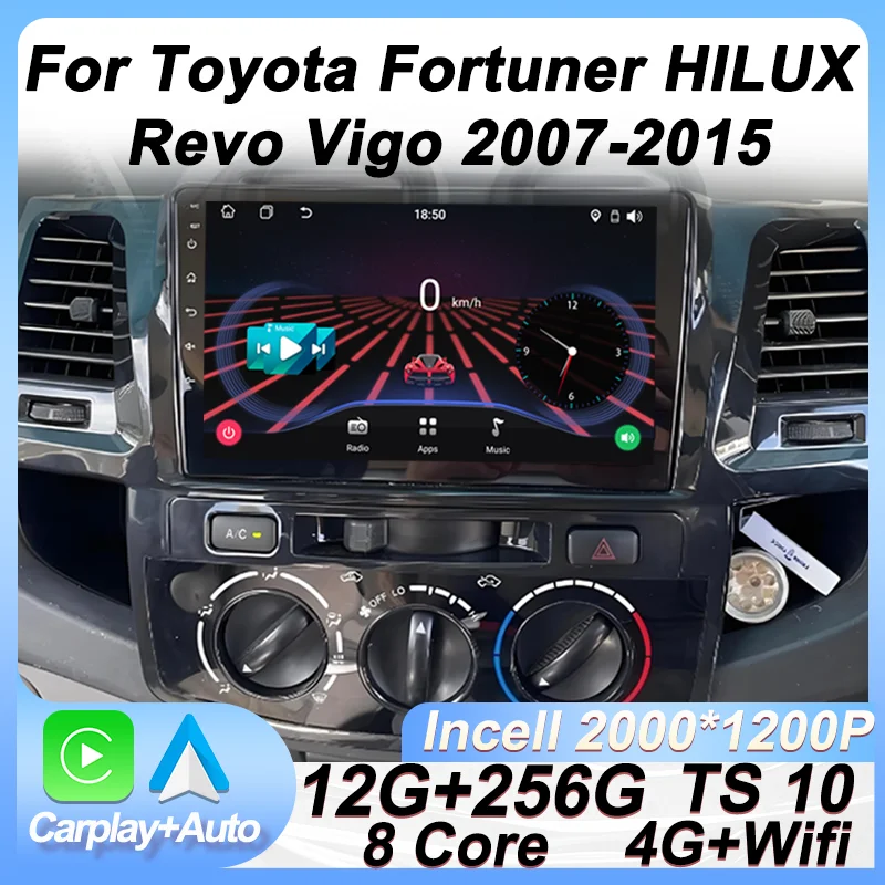 

For Toyota Fortuner HILUX Revo Vigo 2007 - 2015 Multimedia Video Player Stereo Android 14 2din Carplay Car Radio GPS Navigation