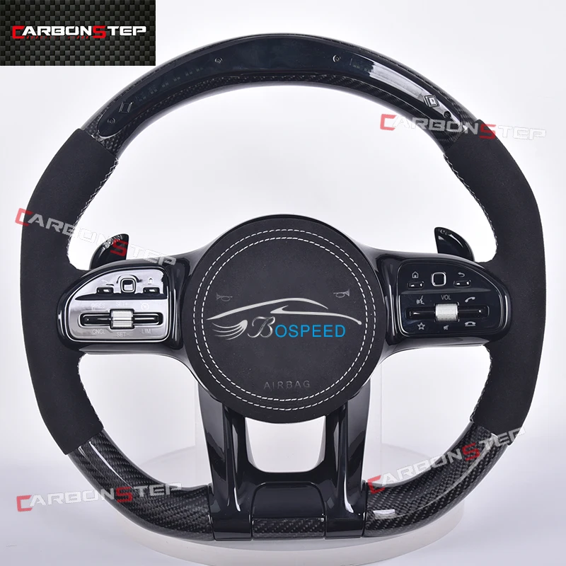 

For Mercedes Benz Carbon Fiber Led Steering Wheel W205 AMG W212 W213 CLA C300 W211 W222 W221 C Class W204 GLK350 Upgrade Leather