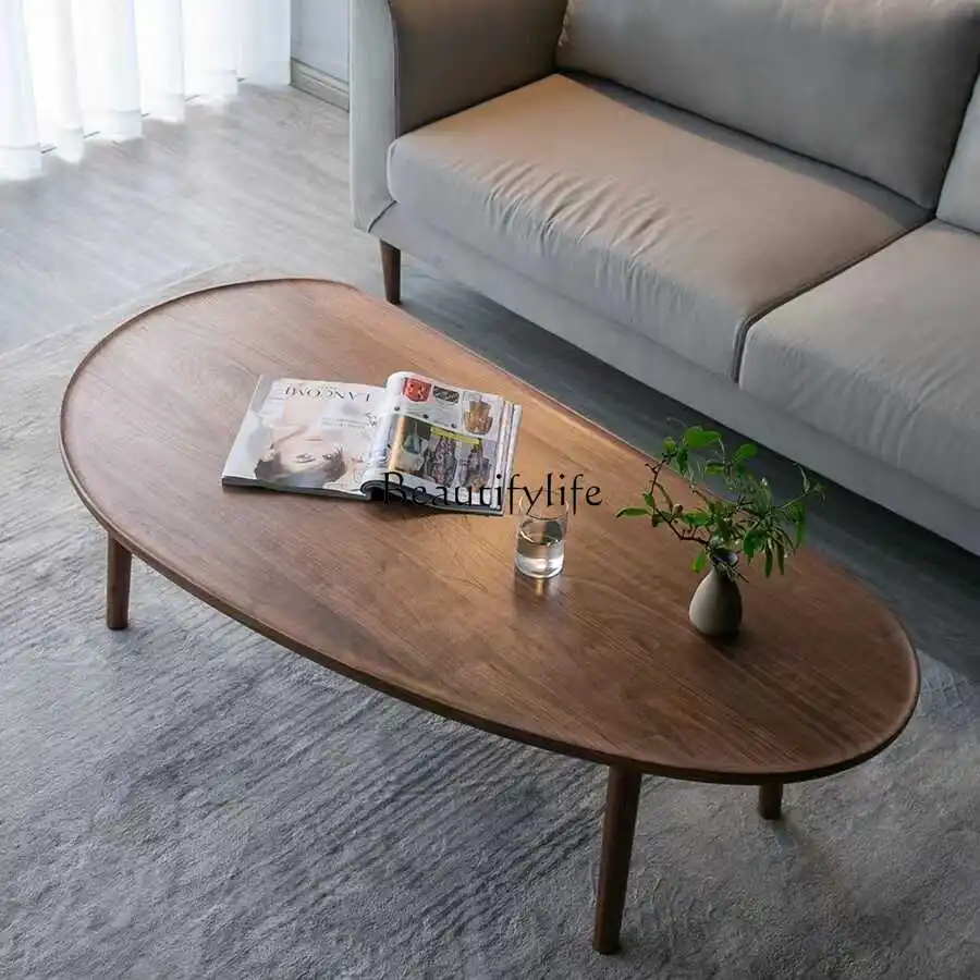 Special-shaped coffee table dining table dual-purpose North American black walnut all solid wood modern simplicity