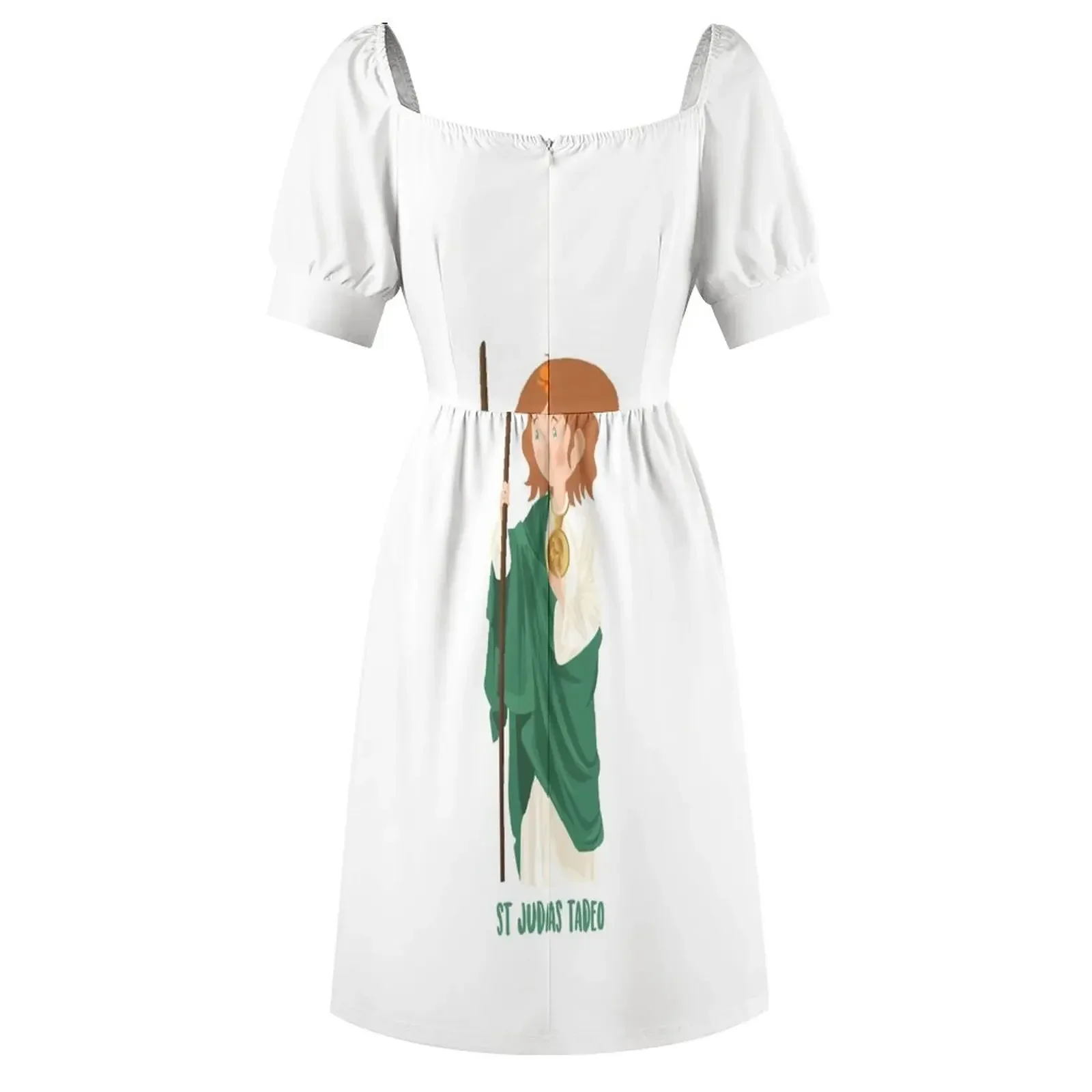 St Judas Tadeo 반팔 드레스 파티 드레스 여성 여성 의류 웨딩 드레스 여성을위한 섹시한 드레스