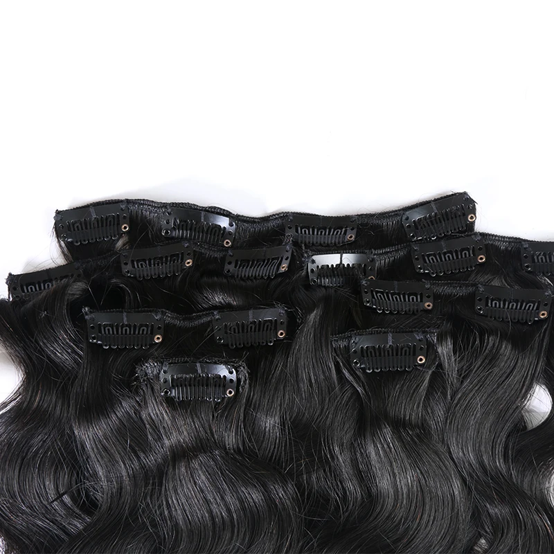 Body Wavy Full Head Clip Hair Extensions Brazilian Machine Remy 100% Natural Human Hair Clip in Piano Color For Women 70grams