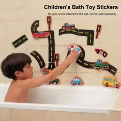 23 Pieces Bath Water Toy Sticky Wall City Traffic Car Road Rail Puzzle Vinyl 0-3Y 3-6Y 6-12Y 12+y 14+Y Bath Features