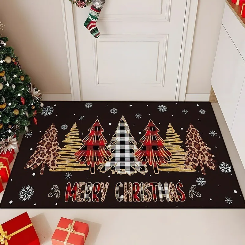 VIKAMA Christmas Doormat Stain-resistant and durable Entrance hall mat Bedroom entrance rug Bedside carpet Home Decor