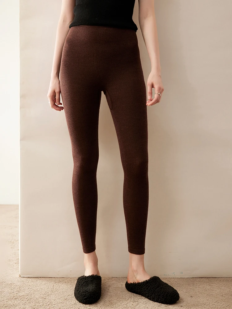 Legging de Cachemira 100% de alta calidad para mujer, pantalones básicos elásticos suaves, Legging de punto de Cachemira para otoño e invierno, pantalones cálidos y cómodos