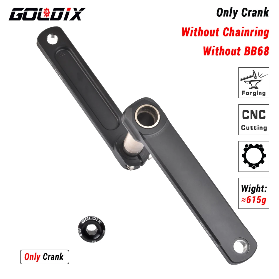 GOLDIX Rennrad-Kurbelgarnitur, 165/170/172,5/175 mm Länge, Aluminiumlegierung, geschmiedete Fahrradkurbel, Doppelkettenblatt, 50–34 Zähne/52–36 Zähne/53–39 Zähne