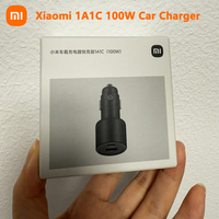 2025 Original Xiaomi 100W Car Charger 1A1C Dual USB Quick Charge Mi Car Charger USB-A USB-C Dual Output LED Light With 5A Cable