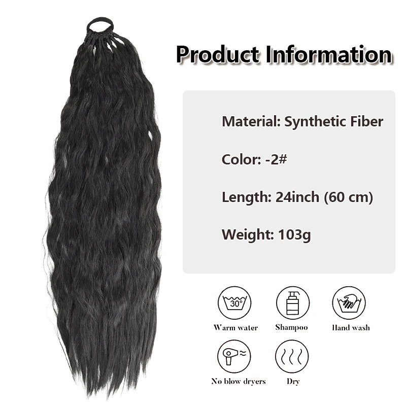 Curly Synthetic Fiber Ponytail Wig Braid – 24 Inch Wrap-Around Design, Add Volume & Length for Daily or Party Looks