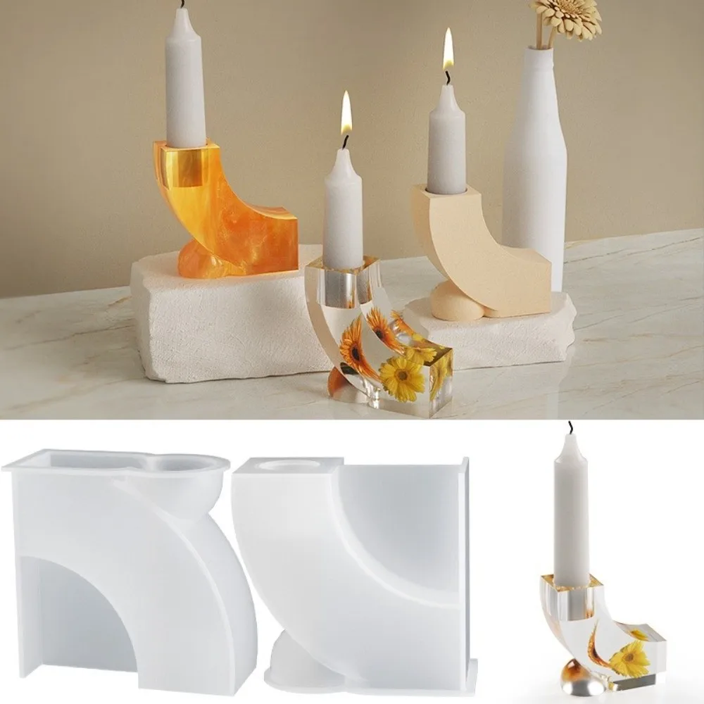 

Geometric Candle Holder Mold Non-stick DIY Mold Candlestick Mould Soft Handmade L-Shaped Silicone Mold Window Display