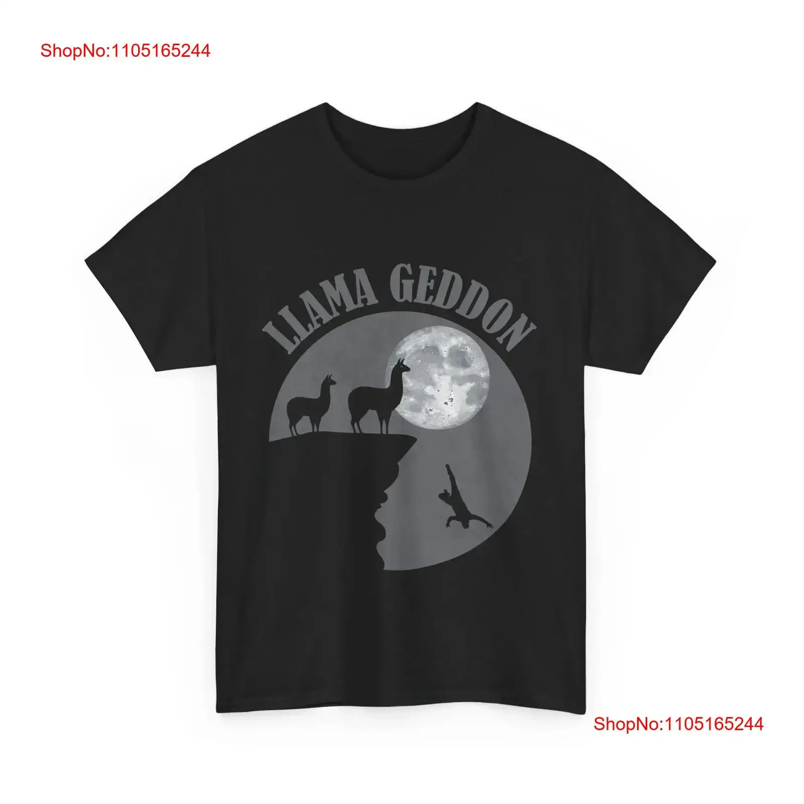 Llama T Shirt Geddon with Moon  vintage Washed Casual Unisex designer clothes Stretched streetwear fashion Stylish homme