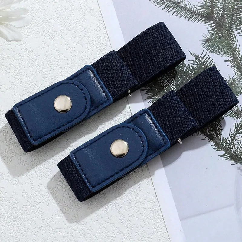 2pcs/set Elastic Belt for Women Men Clothing Accessories Unisex Stretch Cowboy Pants Casual No Buckle Adjustable Invisible Belts