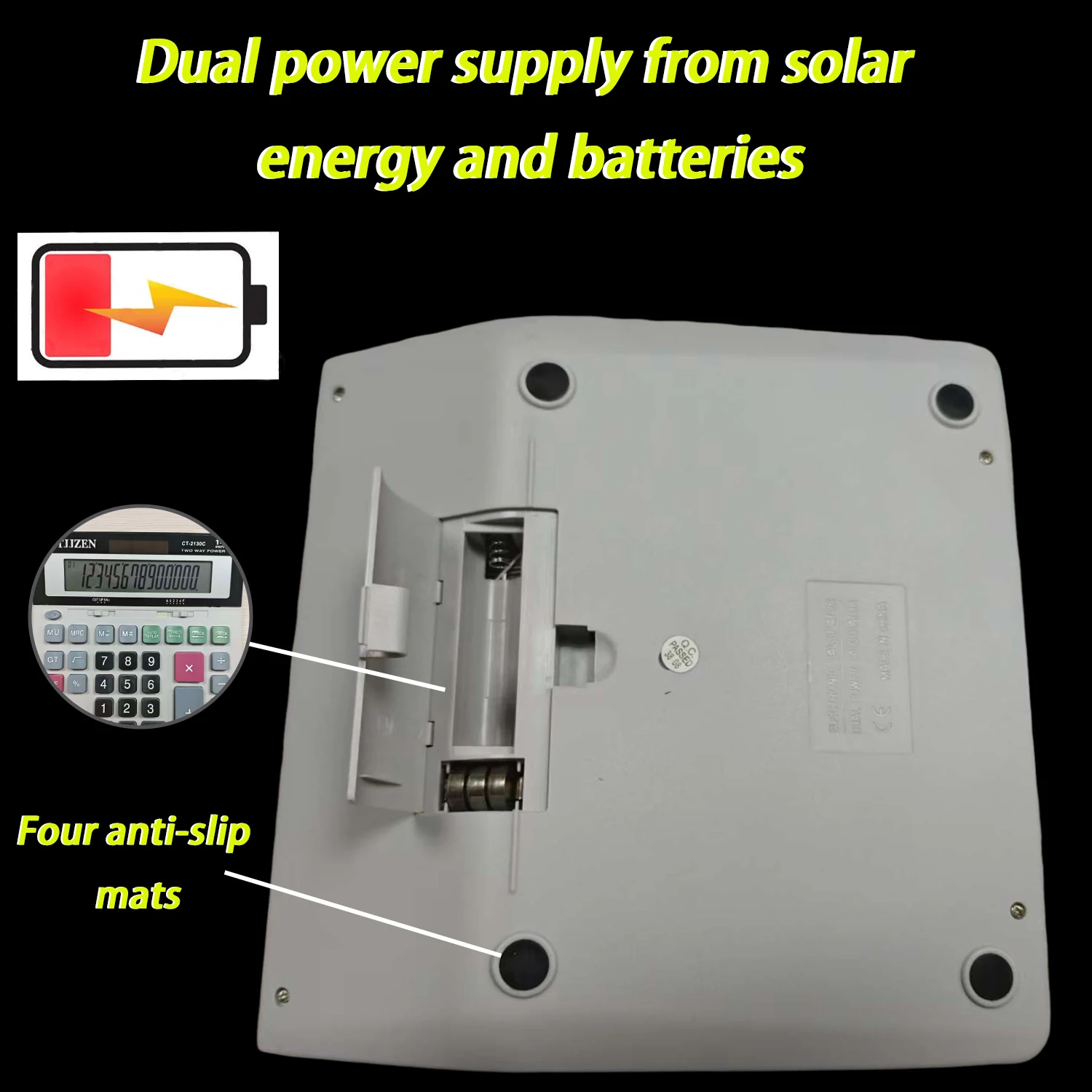Calcolatrice elettronica a 14 cifre con doppio alimentatore solare e a batteria, adatta per ufficio, scuola e contabilità