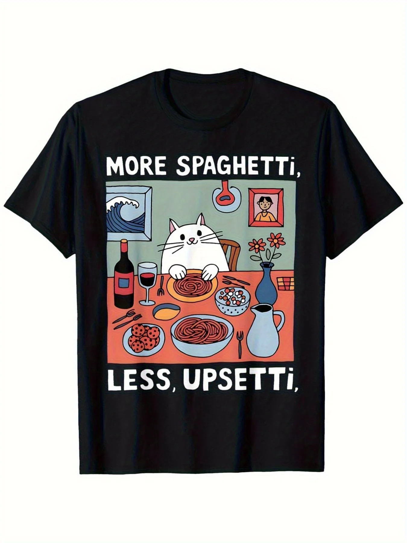 

More Spaghetti Less Upsetti T-shirt Men's Tracksuit Cotton Casual Sportswear O-Neck Pullover Short Sleeve Tops Summer Streetwear