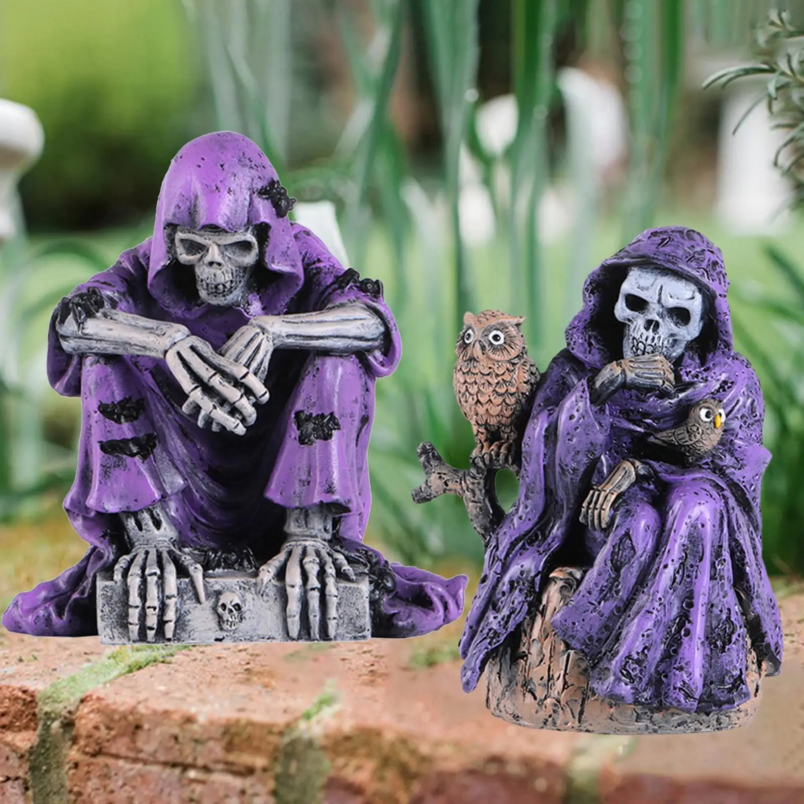 Halloween Skeleton Decoration Purple Cape Easy to Use Practical Sturdy Unique Gothic Halloween Decor for Bookshelf Table Party