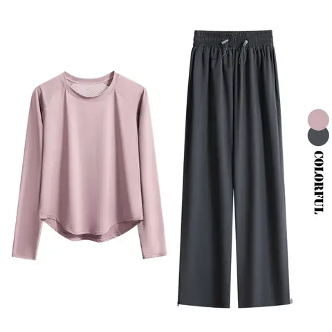 DRUR लूज़ जिम सेट 2 पीस क्विक ड्राई ब्रीथेबल स्पोर्ट्सवियर आउटफिट महिलाओं के लिए ट्रैकसूट 2 पीस फिटनेस टॉप पैंट रनिंग कपड़े नए 8 best sales महिलाओं के ट्रैकसूट - №4