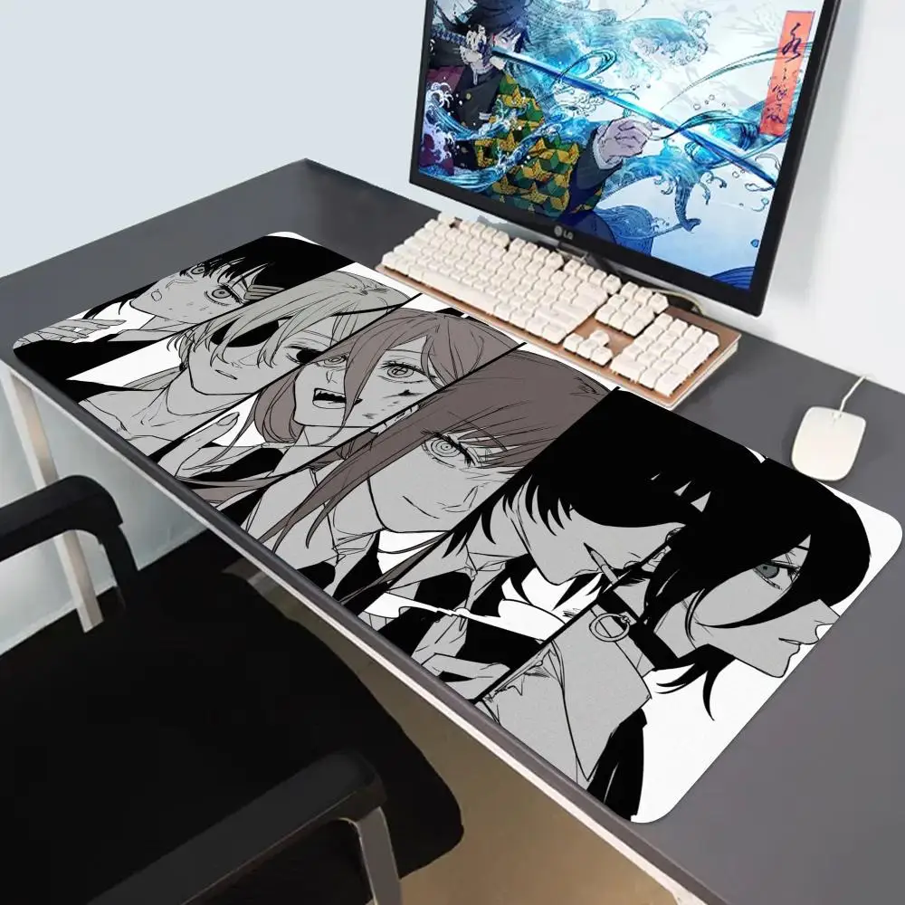 Anime Chainsaw Man Mousepad HD-Druck Computer Gamer Locking Edge Rutschfestes Mauspad XXL90x40cm Tastatur PC Schreibtischunterlage